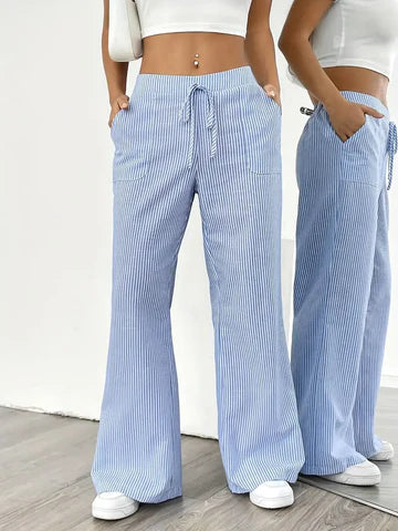 Elegant striped trousers with pockets - Rosilie Premium Line