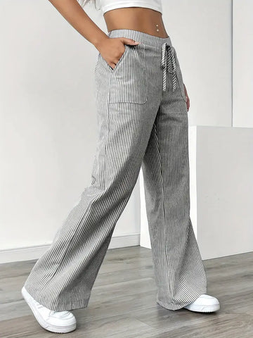 Elegant striped trousers with pockets - Rosilie Premium Line