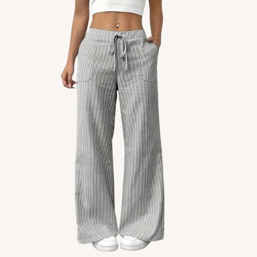 Elegante gestreifte Hose mit Taschen - Rosilie Premiumlinie